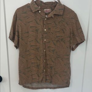 Trader Bay Brown Leaf Print Casual Shirt
